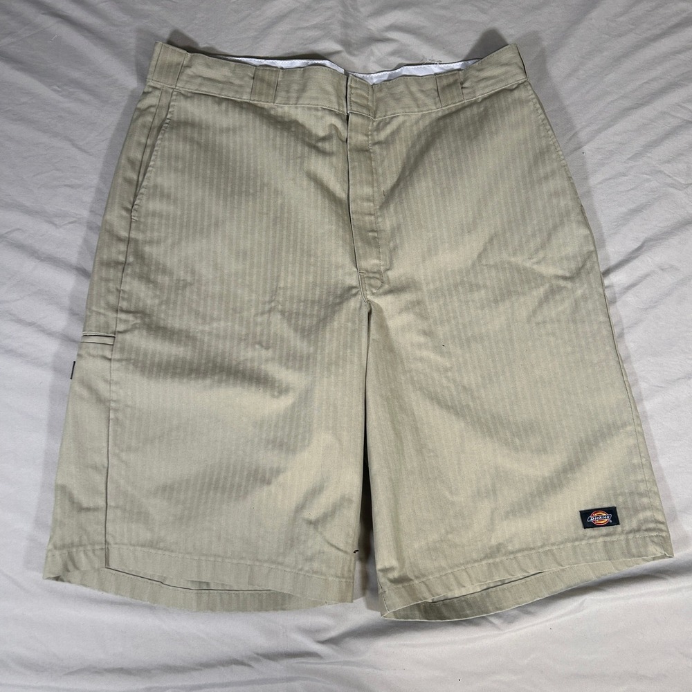 Dickies Mens Loose Fit Herringbone Work Shorts Khaki Tan 40 WR815KH Utility